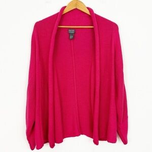 Chico’s By Addition Pink Knit Sweater Roll Tab Sleeves Open Front Cardigan M
